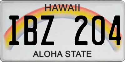 HI license plate IBZ204