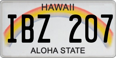 HI license plate IBZ207