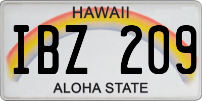 HI license plate IBZ209