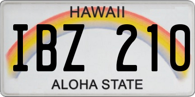 HI license plate IBZ210