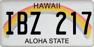 HI license plate IBZ217