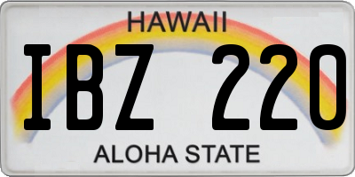 HI license plate IBZ220