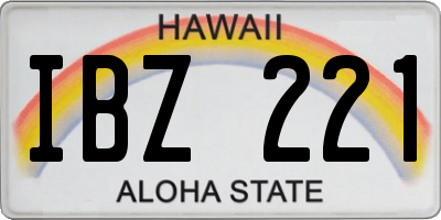 HI license plate IBZ221