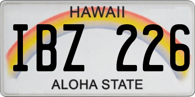 HI license plate IBZ226
