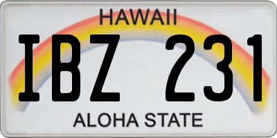 HI license plate IBZ231