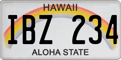 HI license plate IBZ234