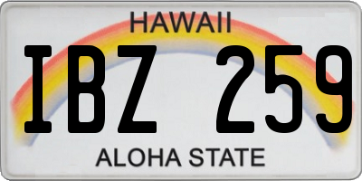 HI license plate IBZ259