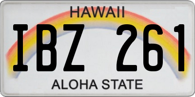 HI license plate IBZ261