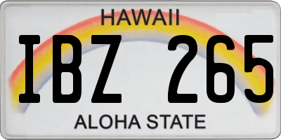 HI license plate IBZ265