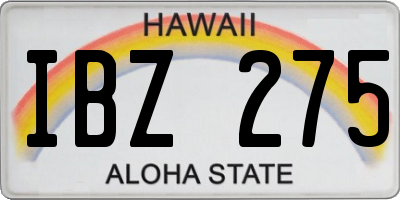HI license plate IBZ275