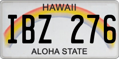 HI license plate IBZ276