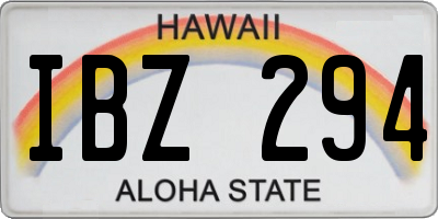 HI license plate IBZ294