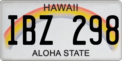 HI license plate IBZ298