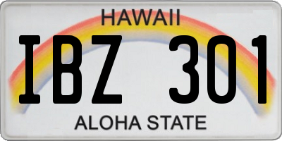 HI license plate IBZ301