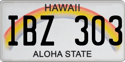 HI license plate IBZ303