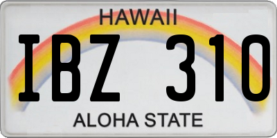 HI license plate IBZ310