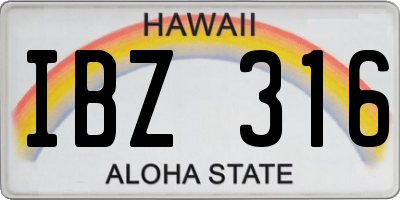 HI license plate IBZ316