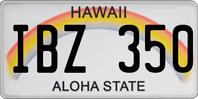 HI license plate IBZ350