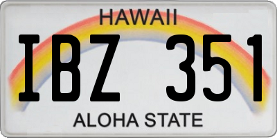 HI license plate IBZ351