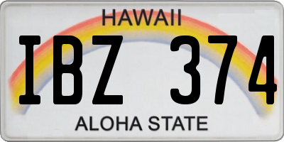 HI license plate IBZ374