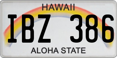 HI license plate IBZ386