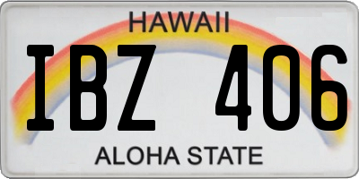 HI license plate IBZ406