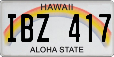 HI license plate IBZ417