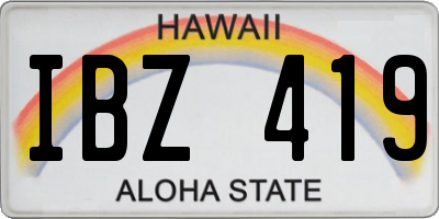 HI license plate IBZ419
