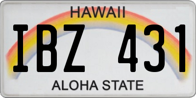 HI license plate IBZ431