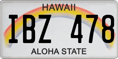 HI license plate IBZ478