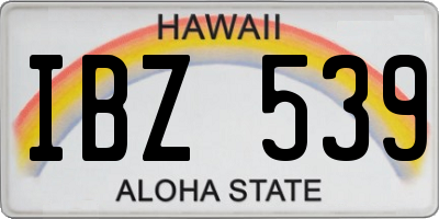 HI license plate IBZ539