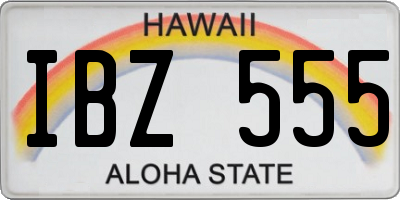 HI license plate IBZ555