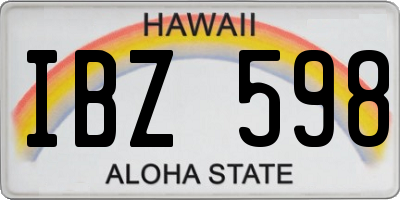 HI license plate IBZ598