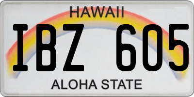 HI license plate IBZ605