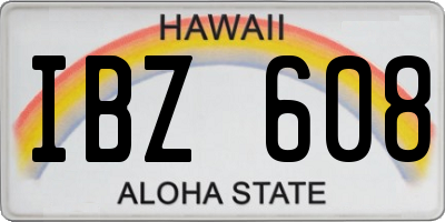 HI license plate IBZ608