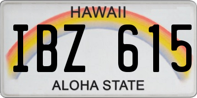 HI license plate IBZ615