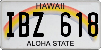 HI license plate IBZ618
