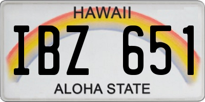 HI license plate IBZ651
