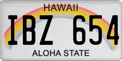 HI license plate IBZ654