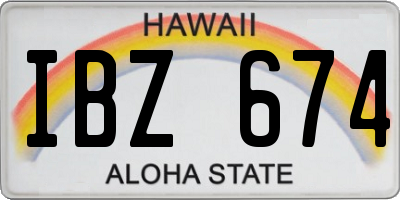HI license plate IBZ674