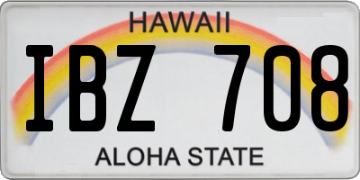 HI license plate IBZ708