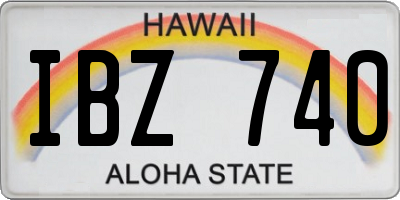 HI license plate IBZ740