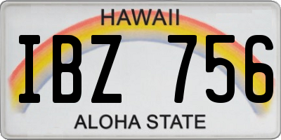 HI license plate IBZ756