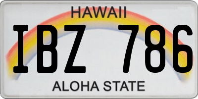 HI license plate IBZ786