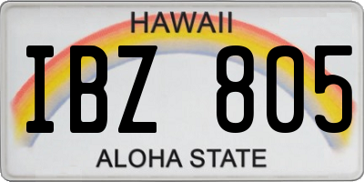 HI license plate IBZ805