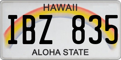HI license plate IBZ835