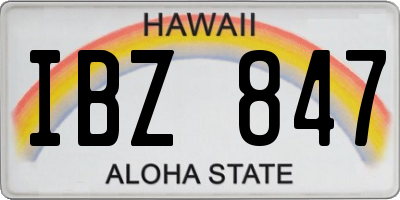 HI license plate IBZ847