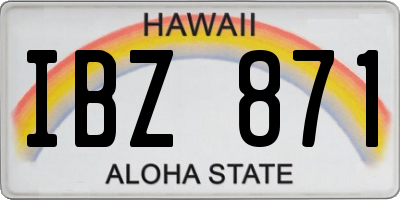 HI license plate IBZ871
