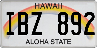 HI license plate IBZ892