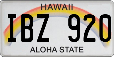 HI license plate IBZ920